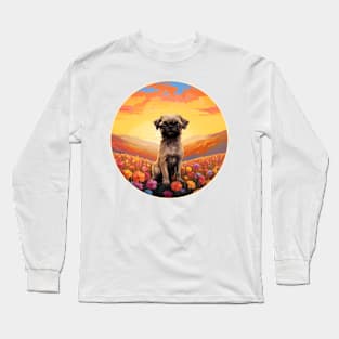 Colorful Brussels Griffon Bruxellois Puppy Dog Painting Long Sleeve T-Shirt